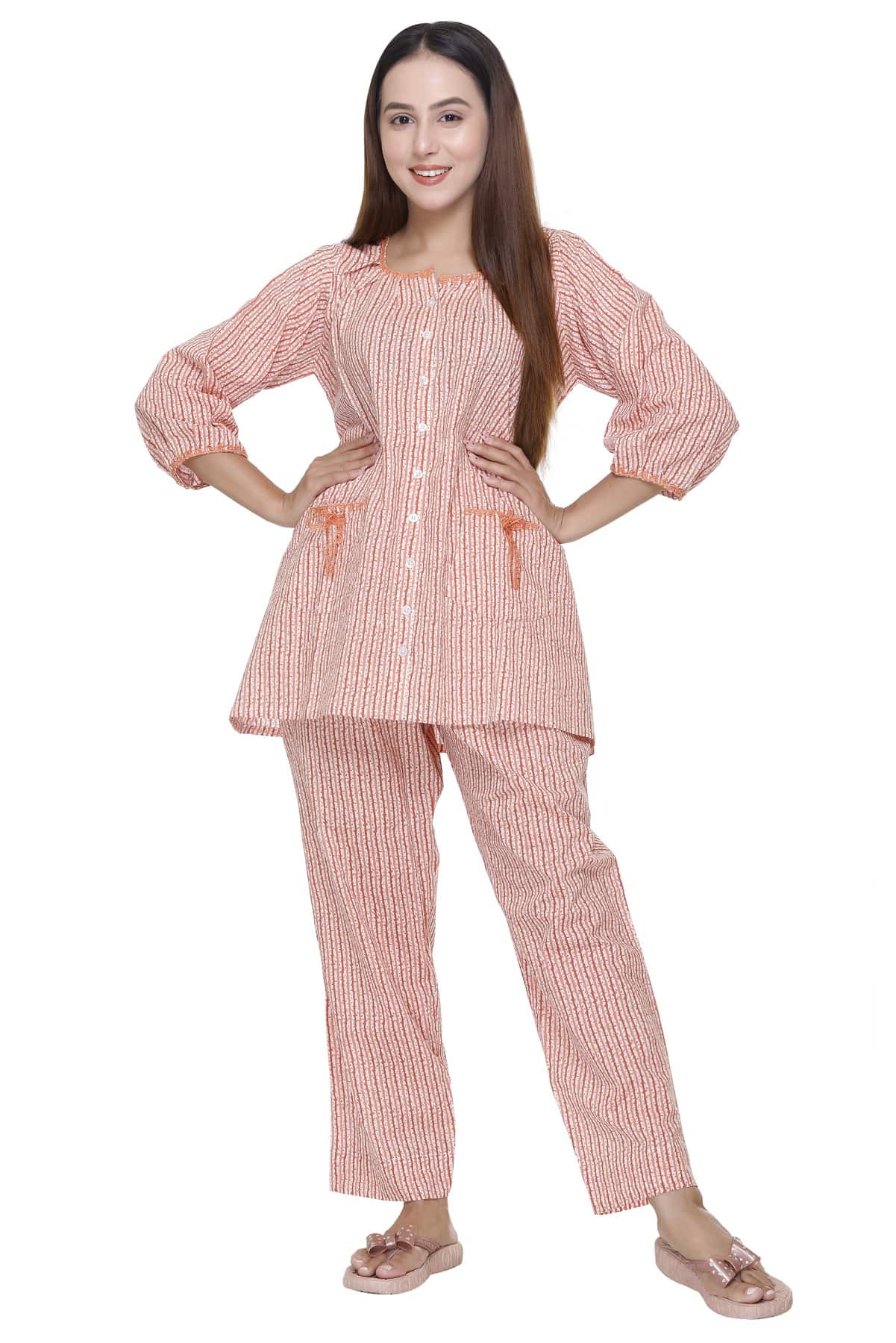 Orange Stripes Nightsuit