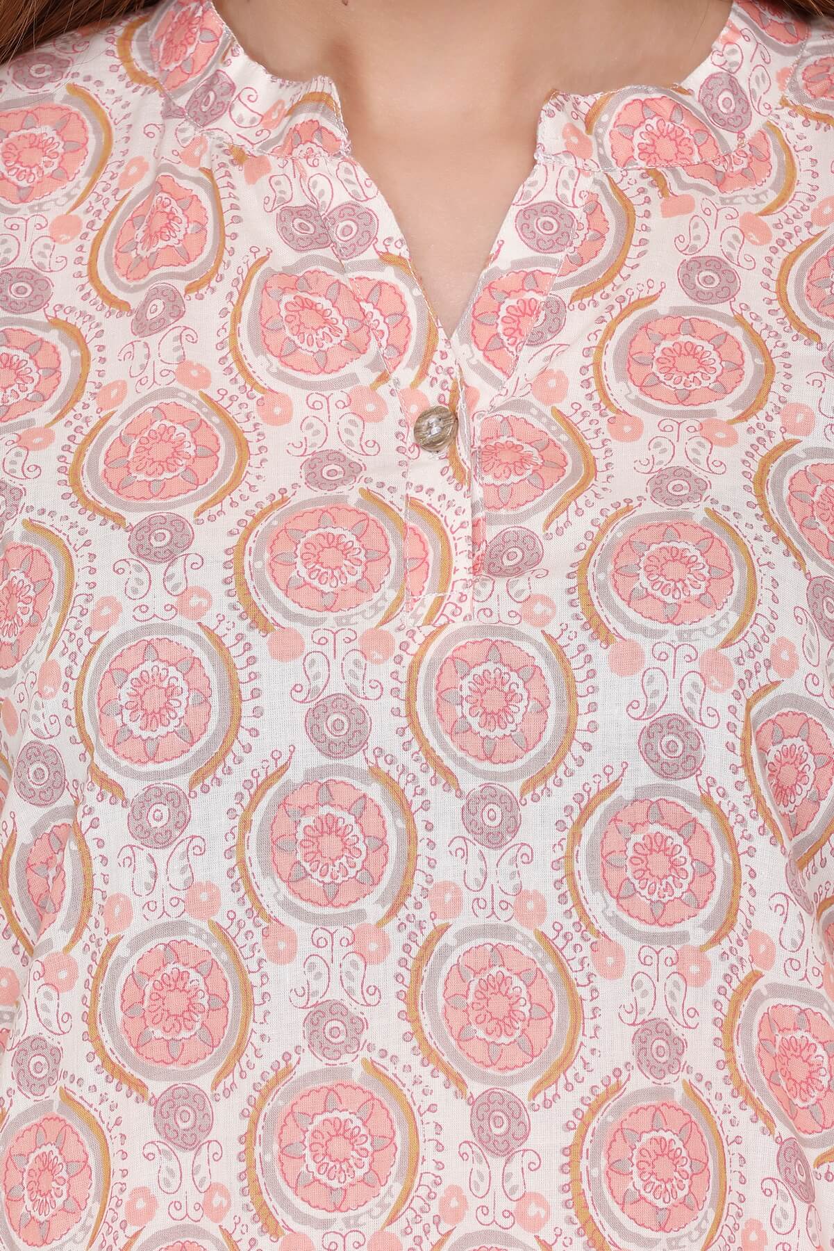 Peach Printed Kurta Set