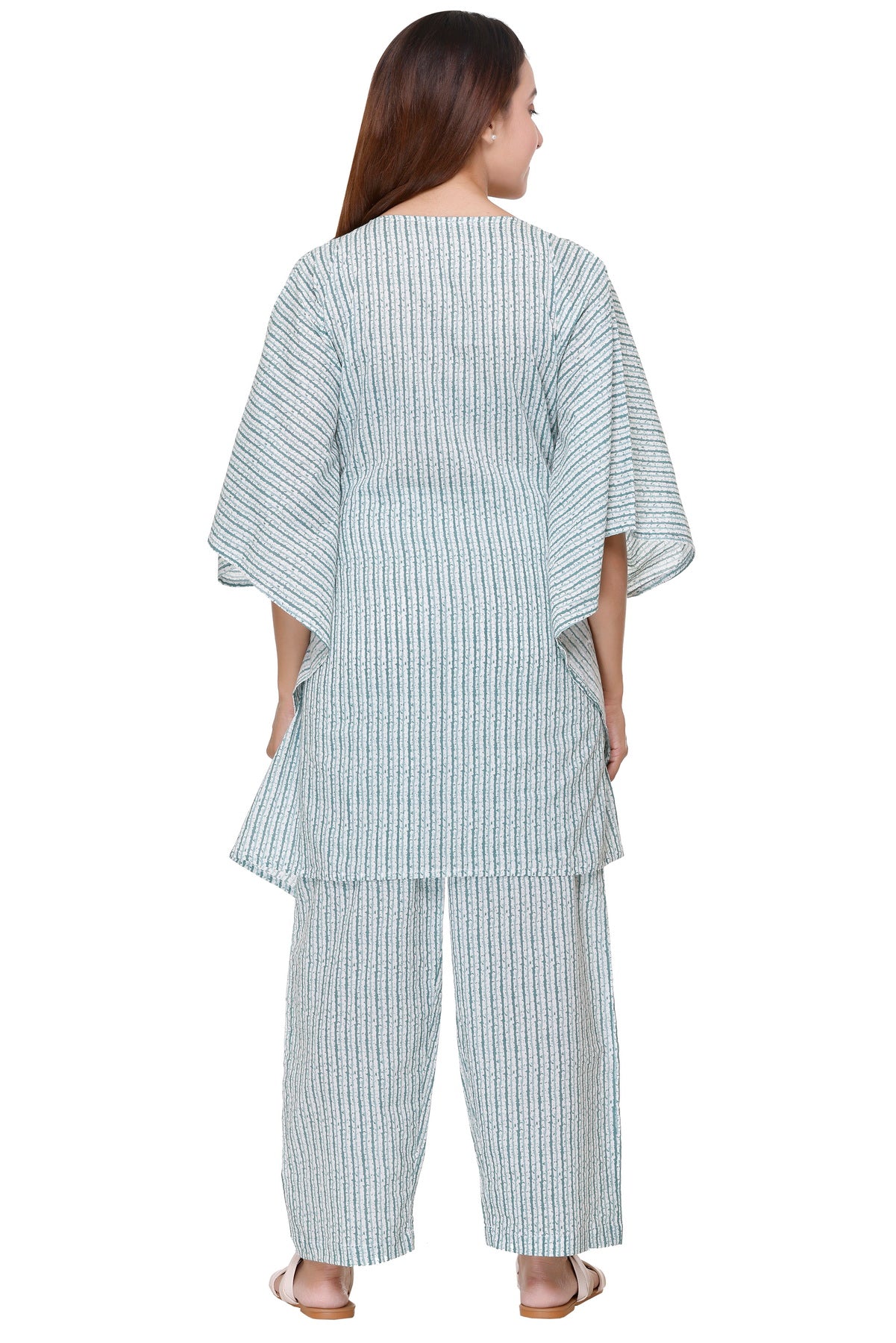 GREEN STRIPES KAFTAAN CO-ORD SET