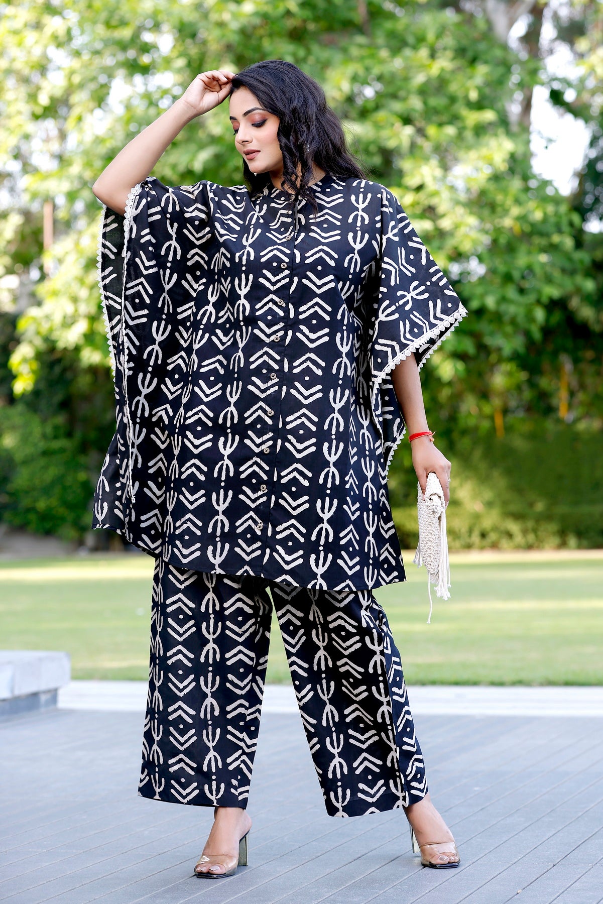 Geometrical Print Kaftan style Coordset