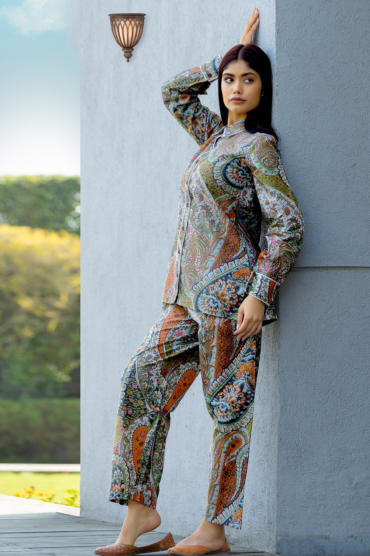 Linen Paisley Multi Color Printed Co-ord Set