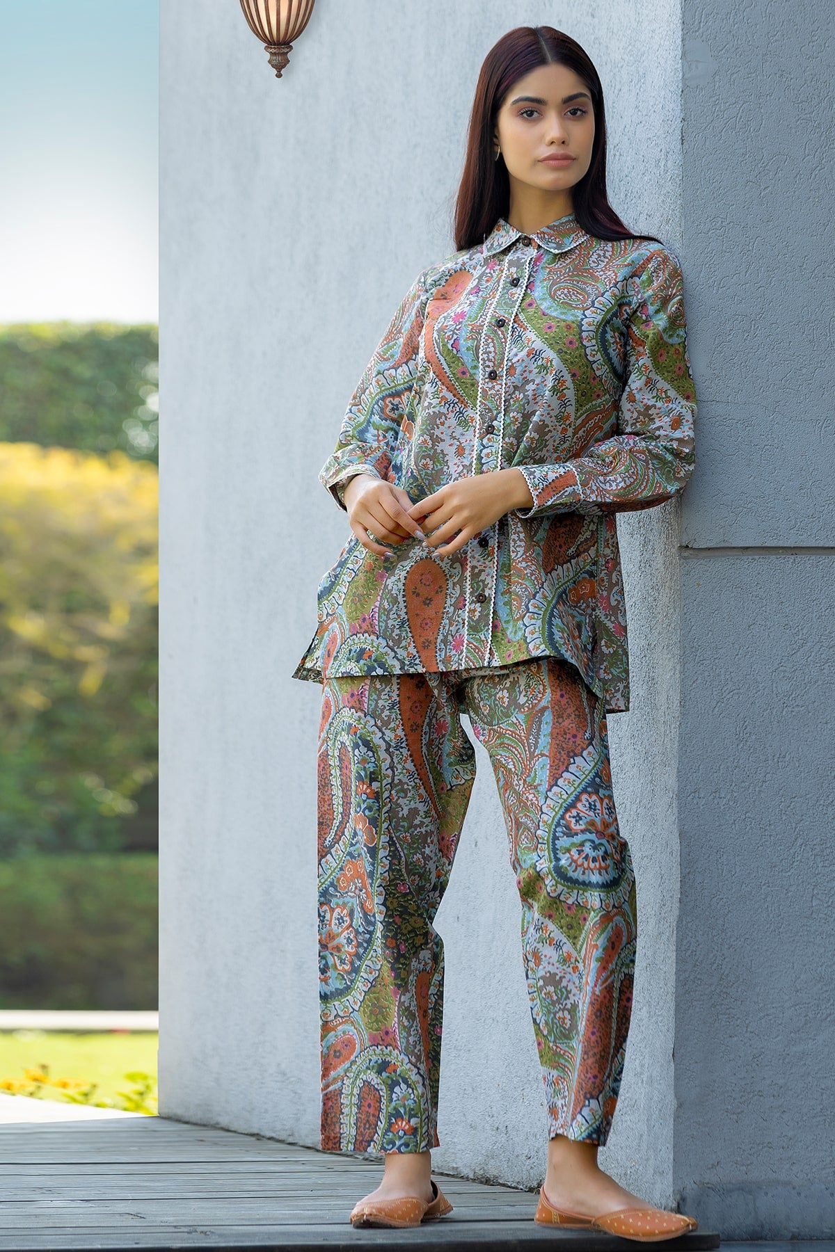 Linen Paisley Multi Color Printed Co-ord Set