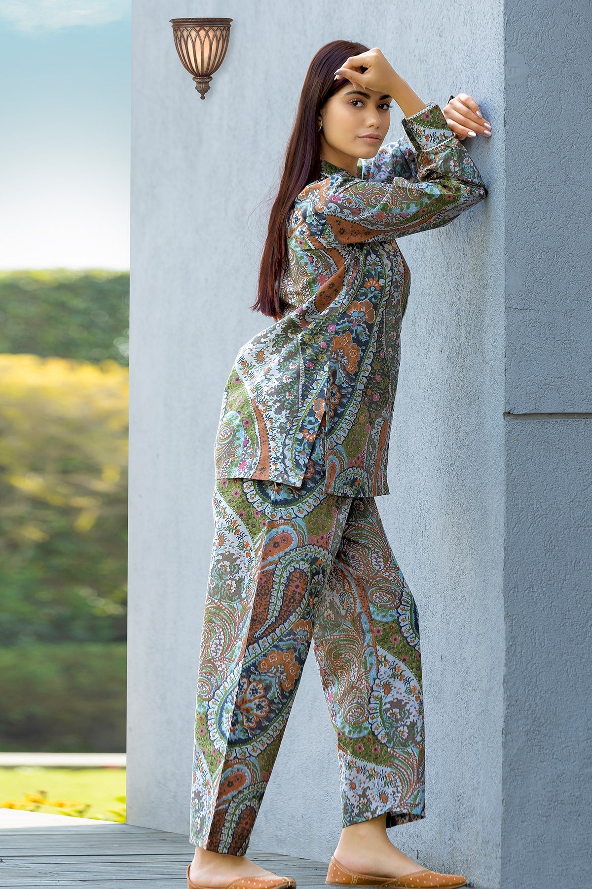 Linen Paisley Multi Color Printed Co-ord Set