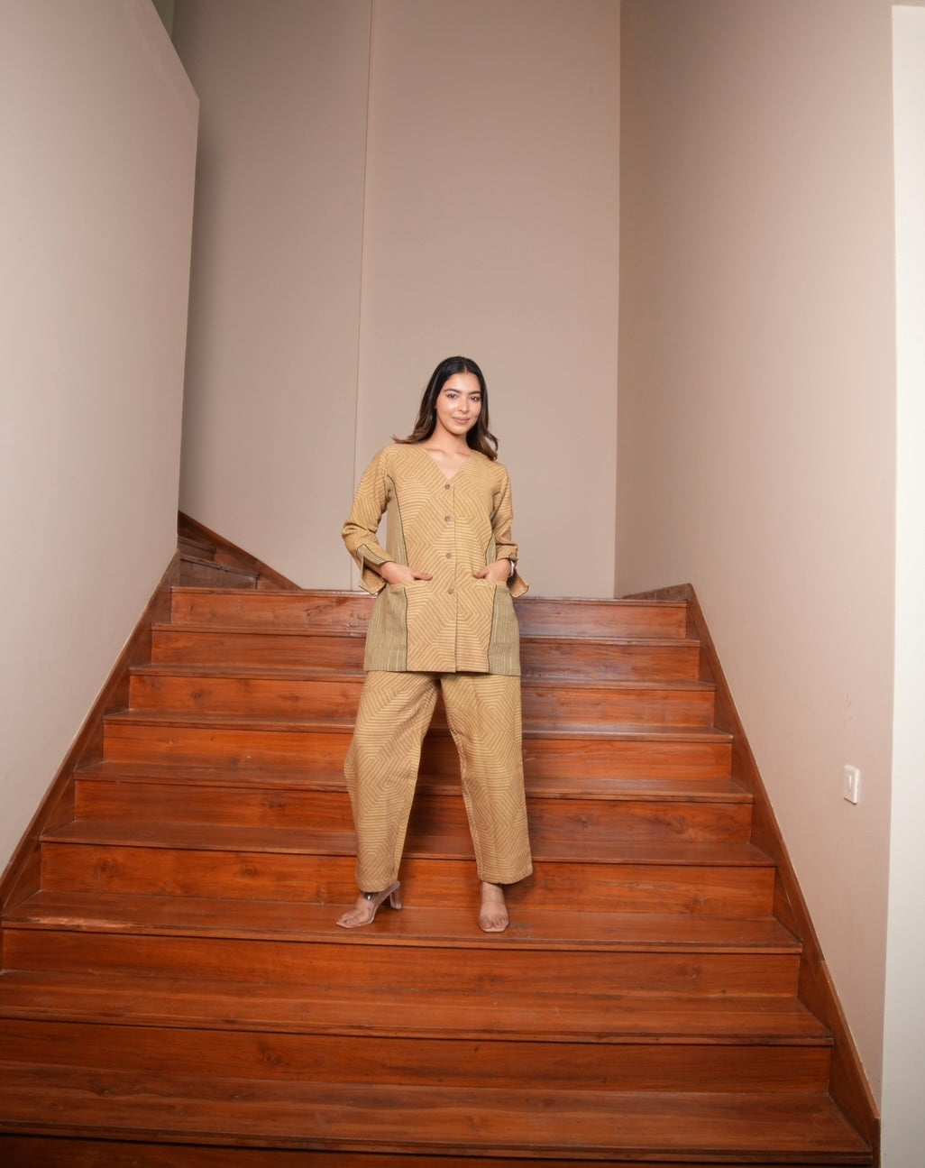 Mustard Jacquard Cotton Set