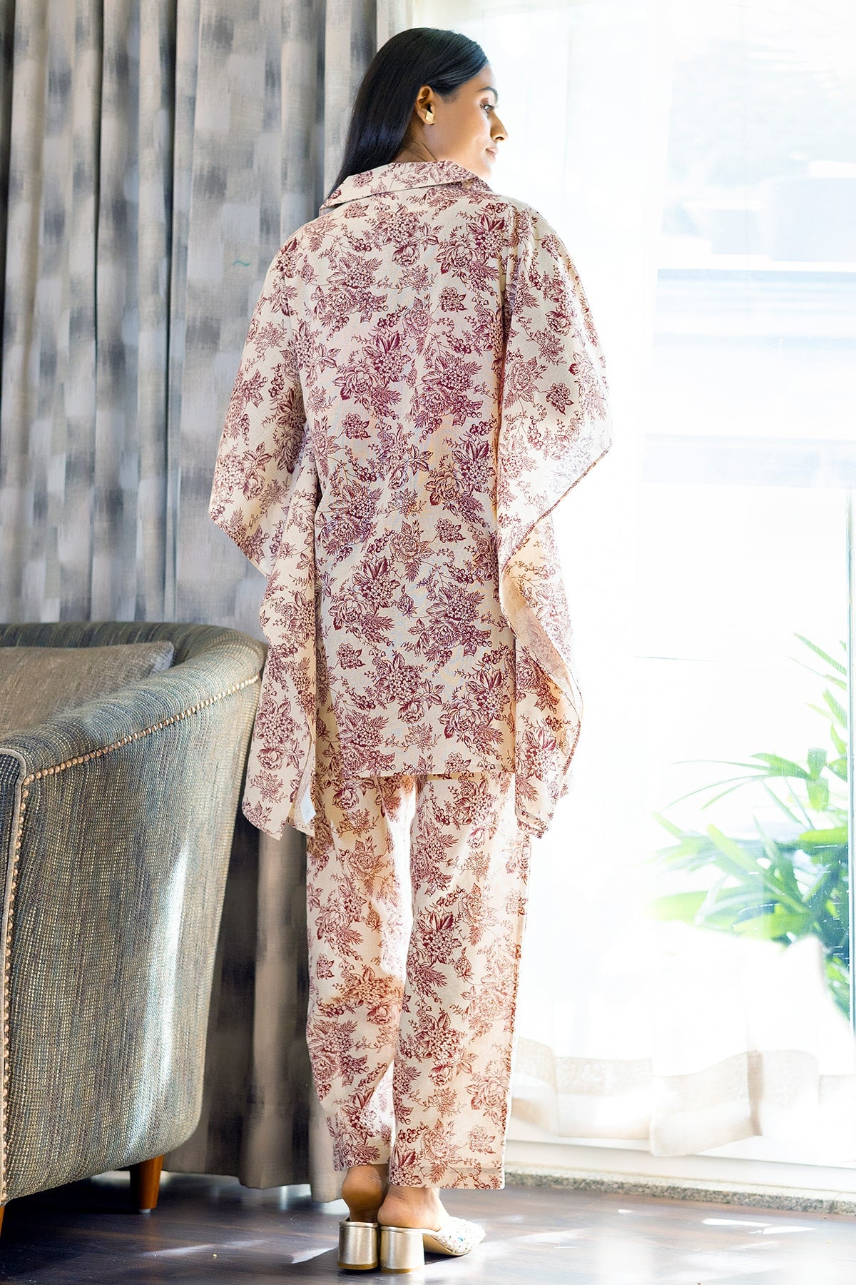 Kaftan Style Floral Print Coord Set