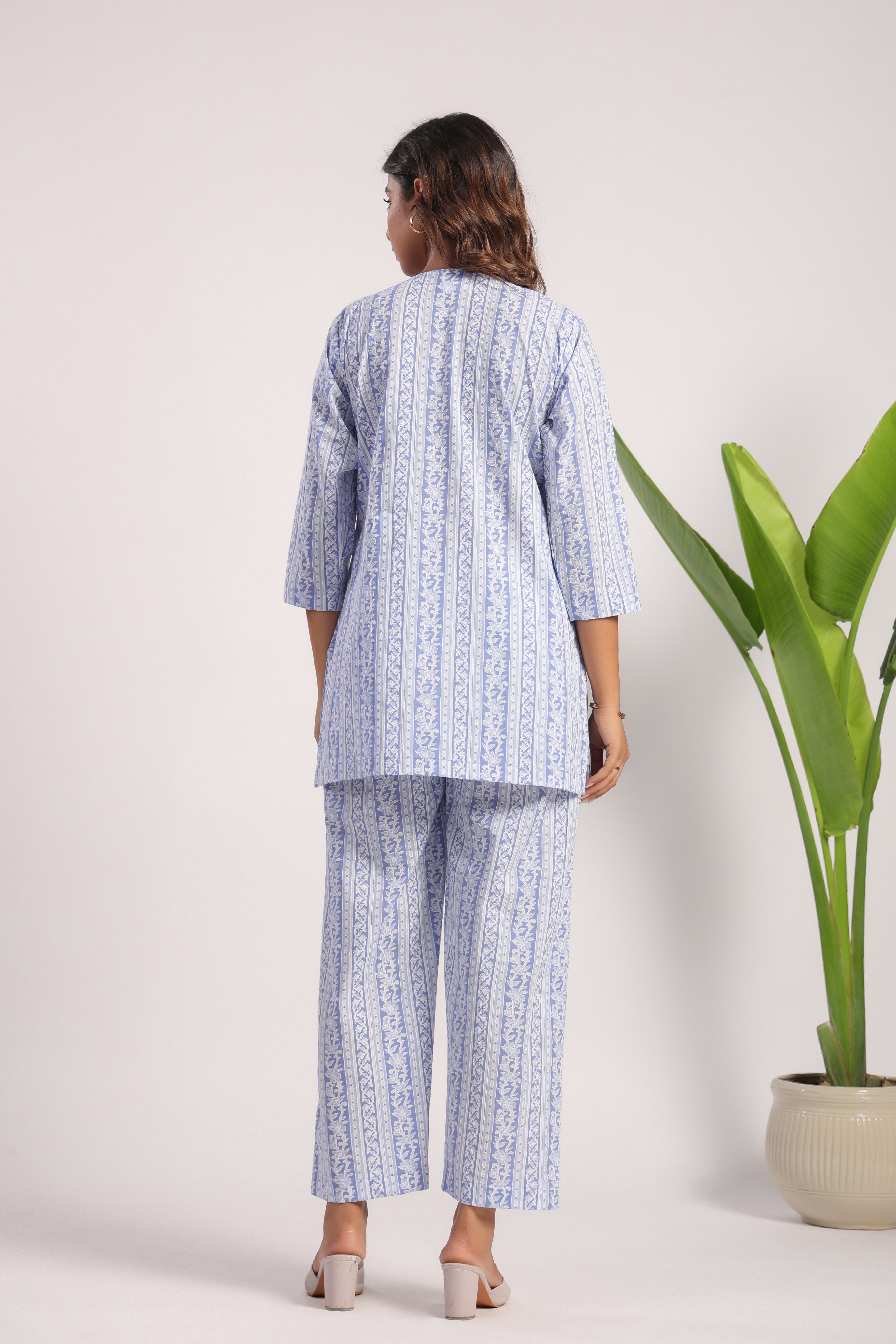 Sky blue cotton nightsuit