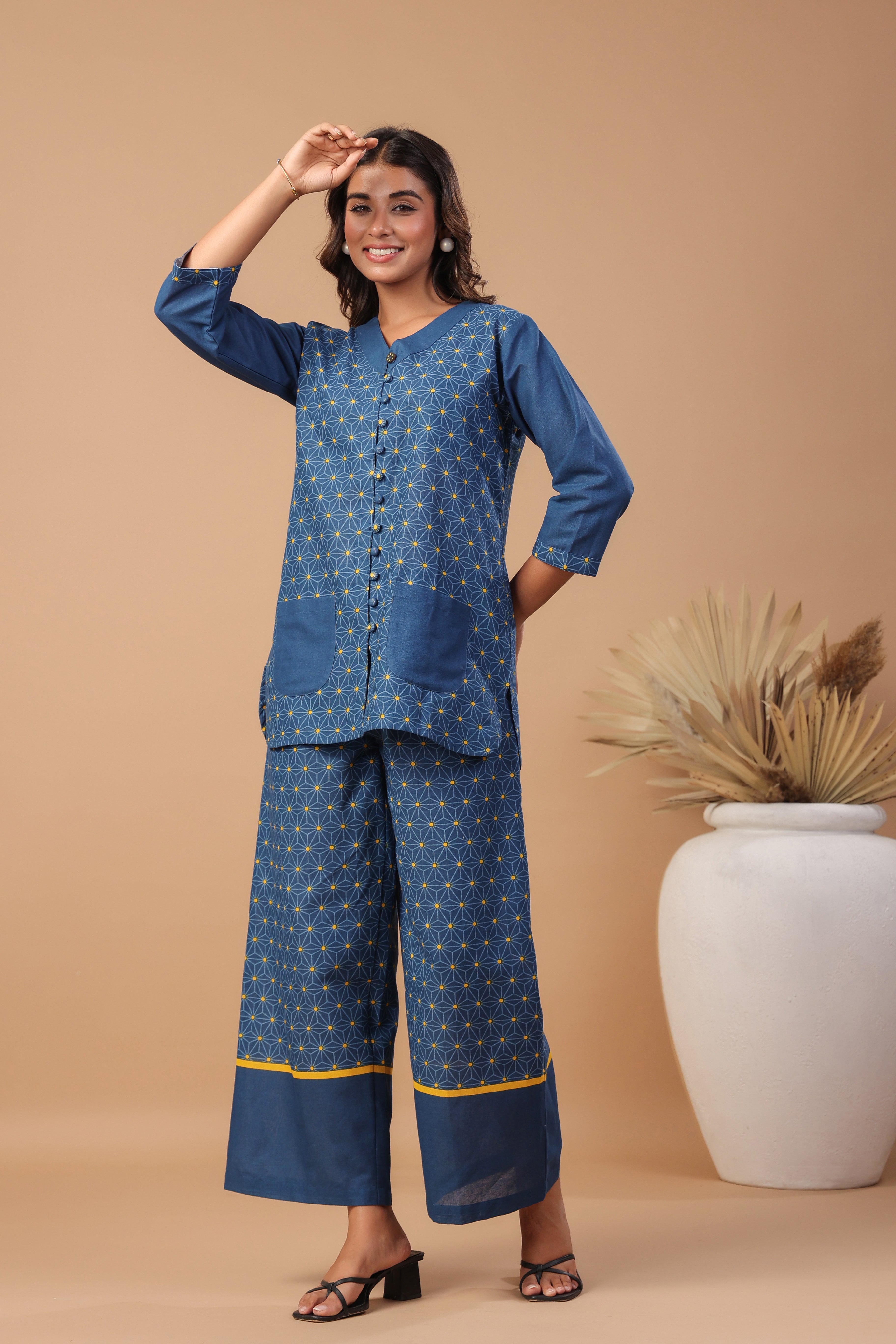 Royal blue handloom cotton coord set