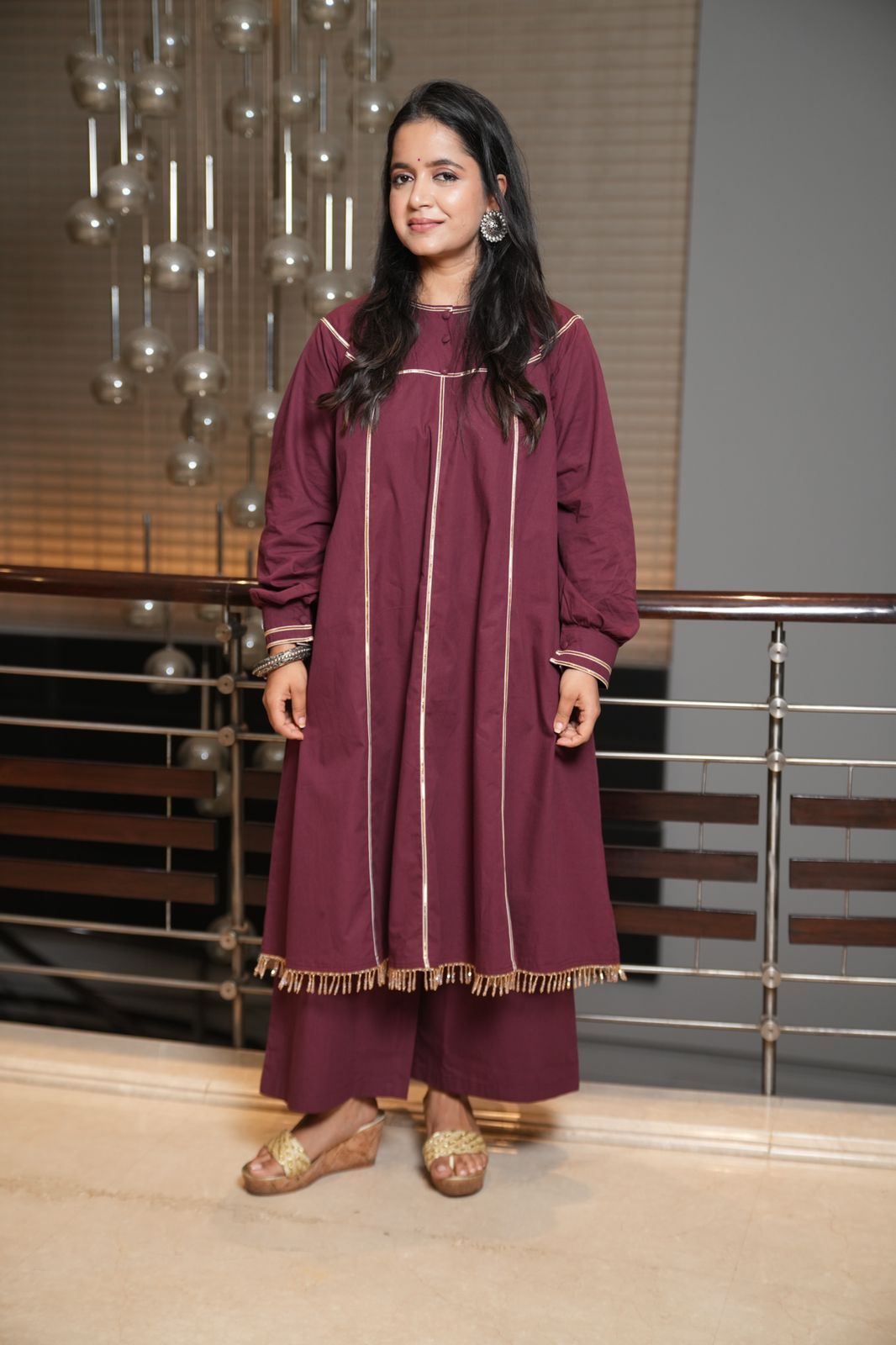 Maroon chanderi cotton